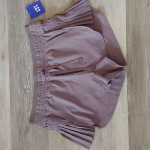 NWT JoyLab Women's High Rise Side Pleated Athletic Shorts Brown Size XL